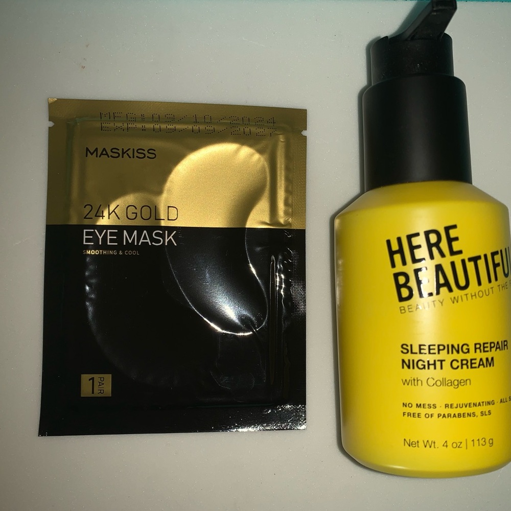 Maskiss 24K Gold Eye Mask and Here Beautiful Night Cream Bundle- Brand New